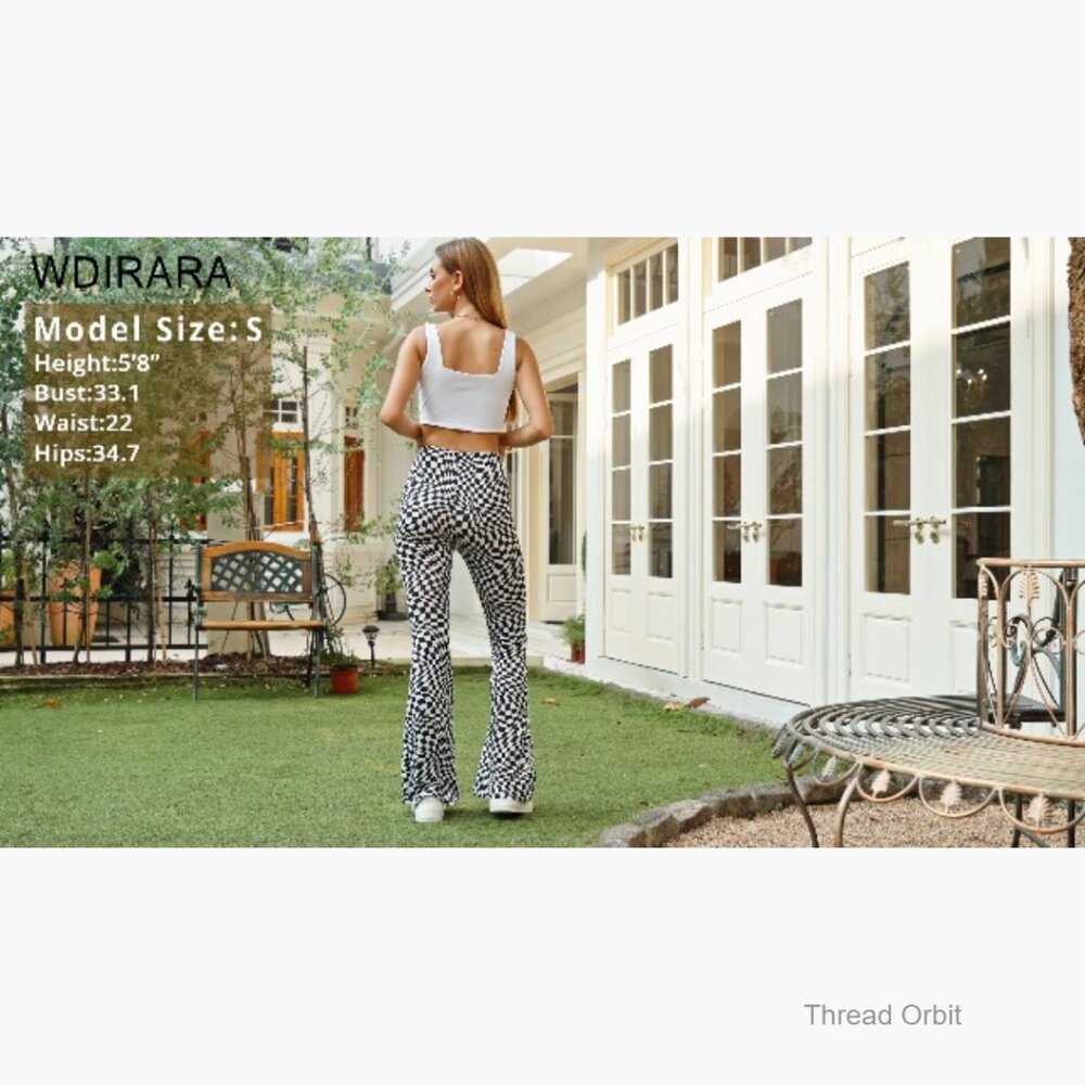 Women's Stretchy Bell Bottom Casual Pants for Work or Daily Wear - Picture 7 of 7